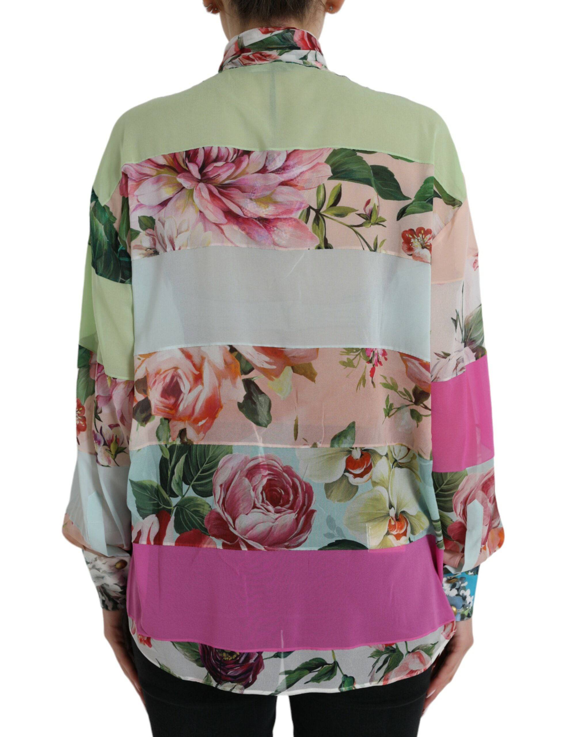 Dolce & Gabbana Elegant Multicolor Silk Blend Long Sleeve Top - ACCEXO