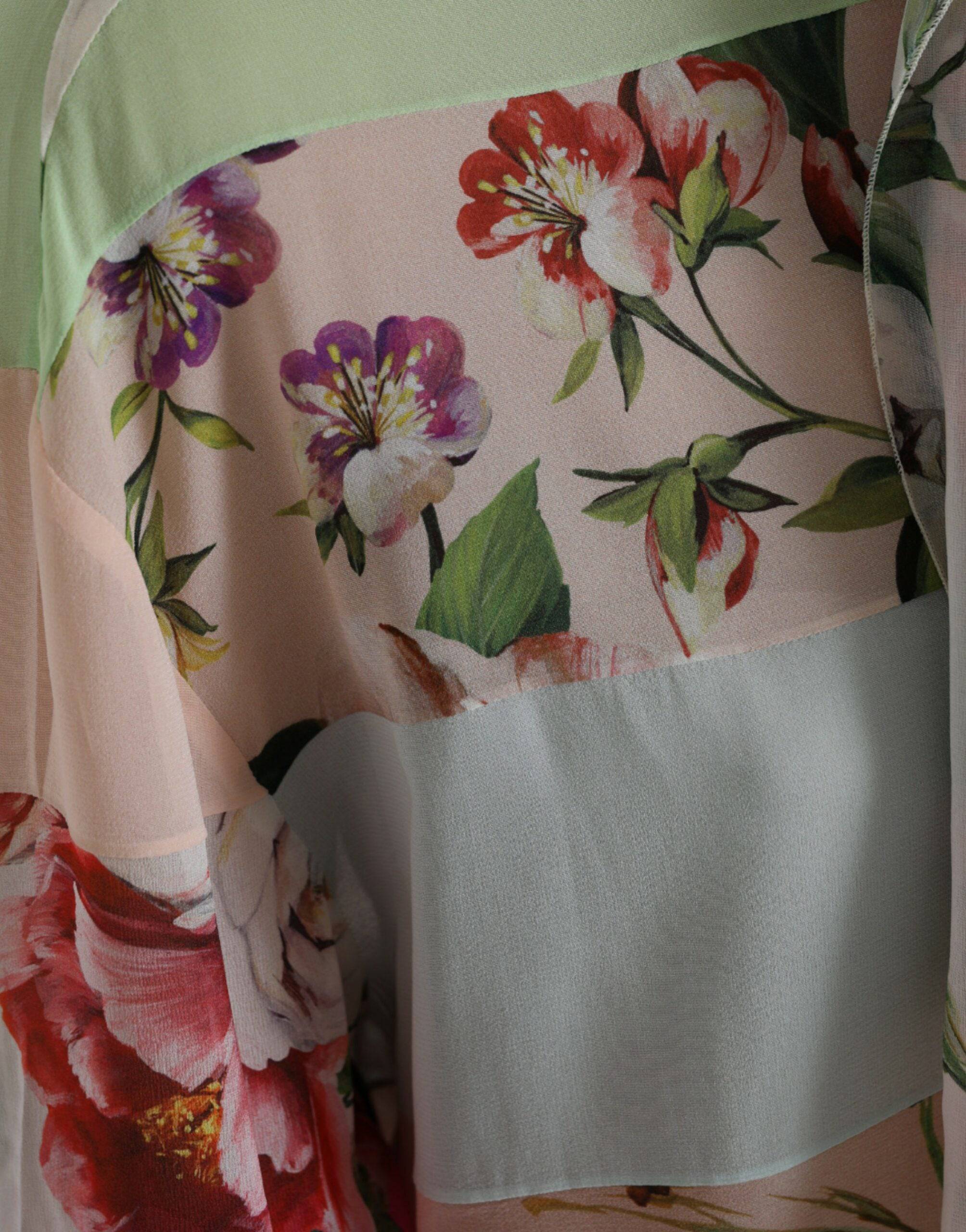 Dolce & Gabbana Elegant Multicolor Silk Blend Long Sleeve Top - ACCEXO