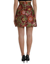 Dolce & Gabbana Maroon Floral Jacquard Mini Skirt