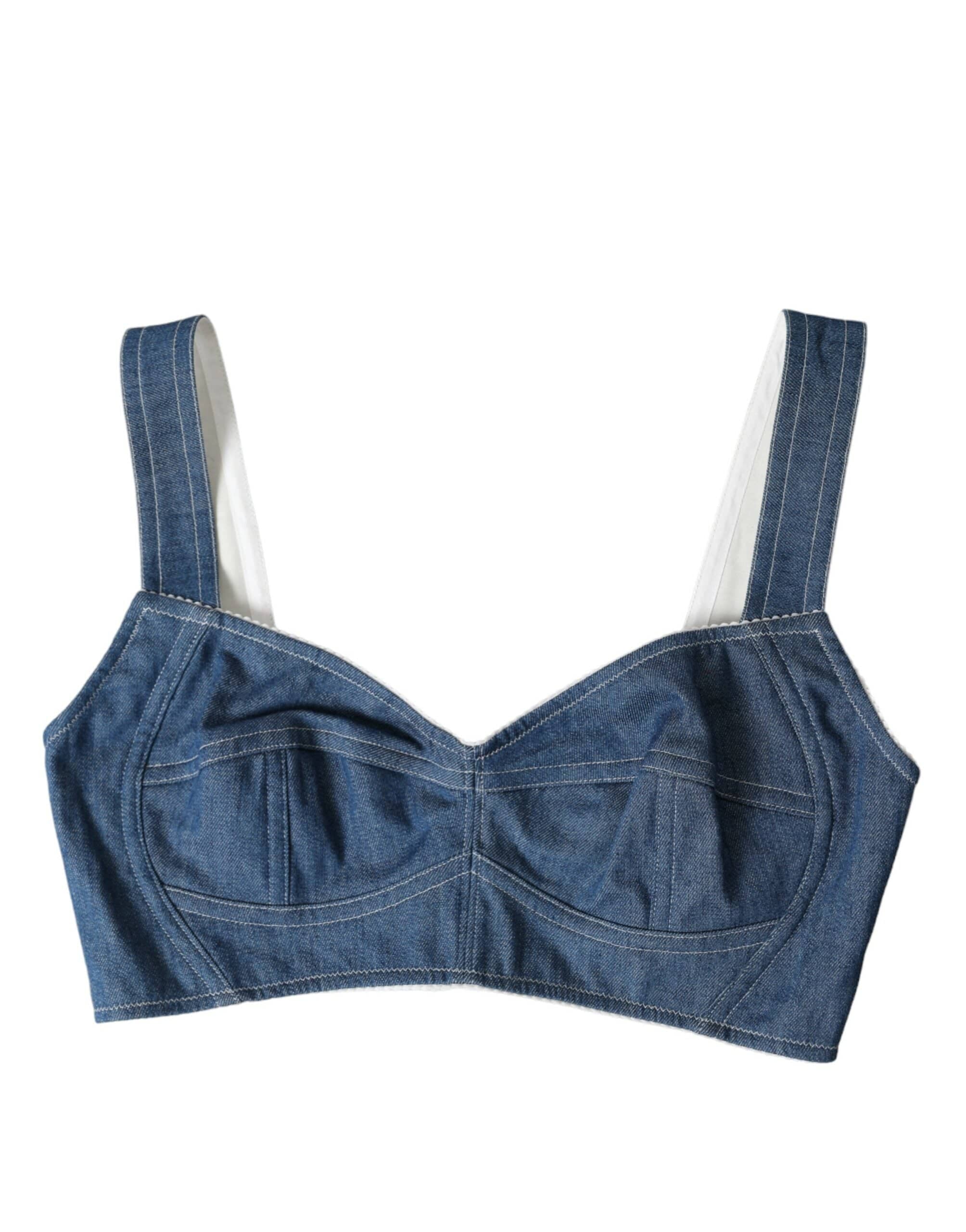 Dolce & Gabbana Elegant Blue Bustier Crop Top - ACCEXO