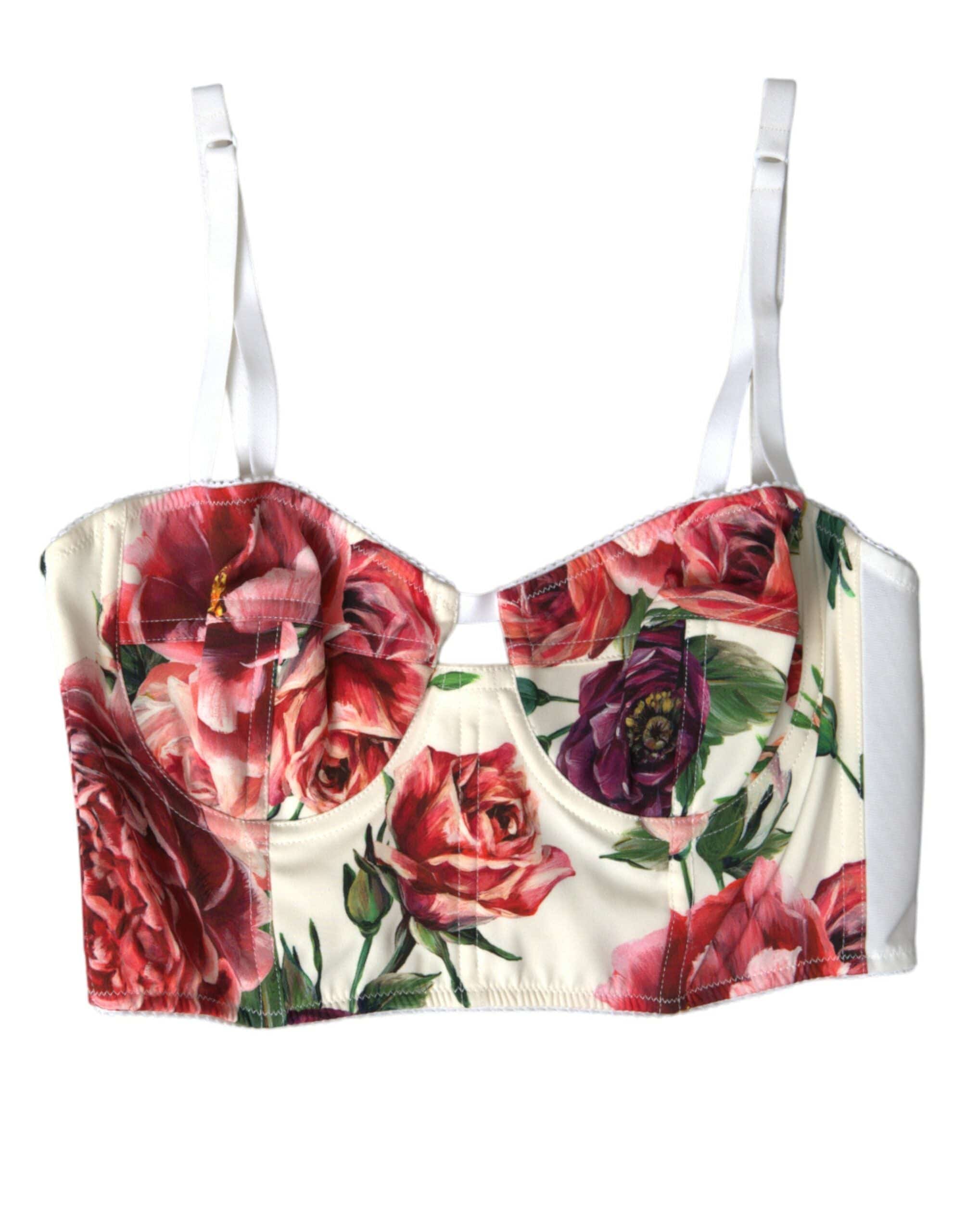 Dolce & Gabbana Floral Silk Blend Bustier Crop Top - ACCEXO