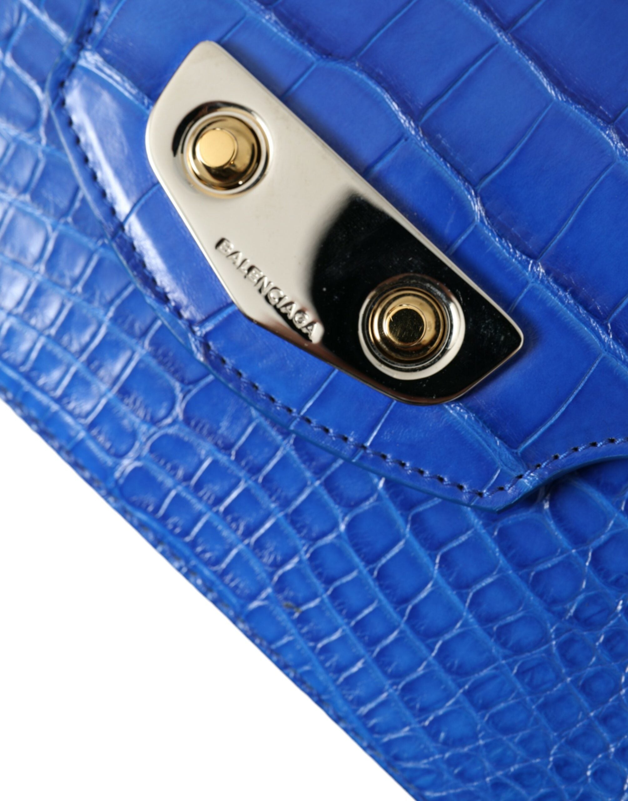 Balenciaga Alligator Skin Mini Shoulder Bag - Elegant Blue - ACCEXO