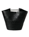 Balenciaga Elegant Black Crocodile Leather Maxi Bucket Bag