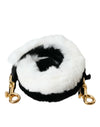 Dolce & Gabbana Black White Lapin Fur Accessory Shoulder Strap