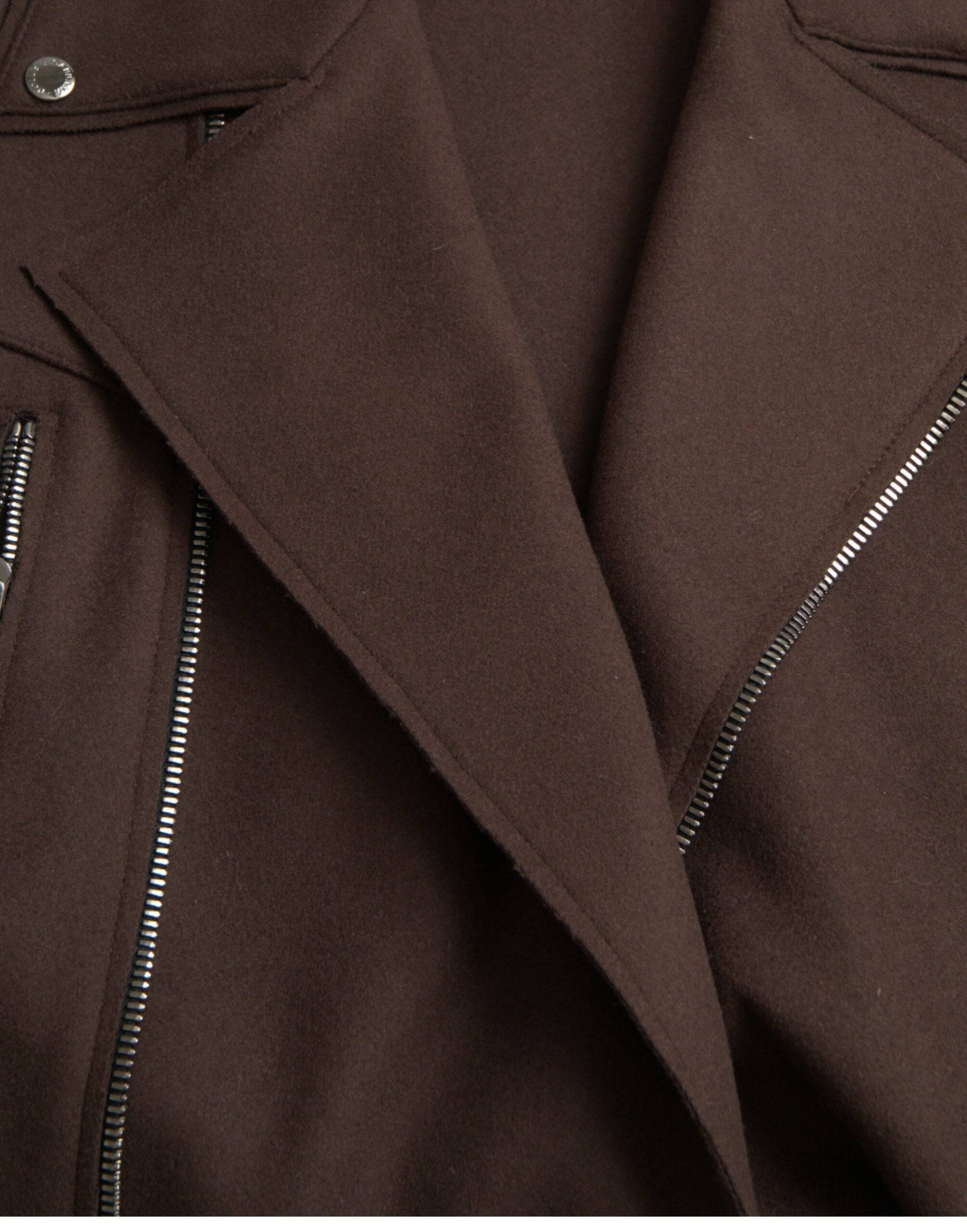 Dolce & Gabbana Brown Coat Short Biker Wool Jacket - ACCEXO