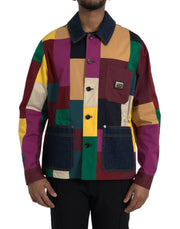 Dolce & Gabbana Multicolor Patchwork Cotton Collared Jacket - ACCEXO