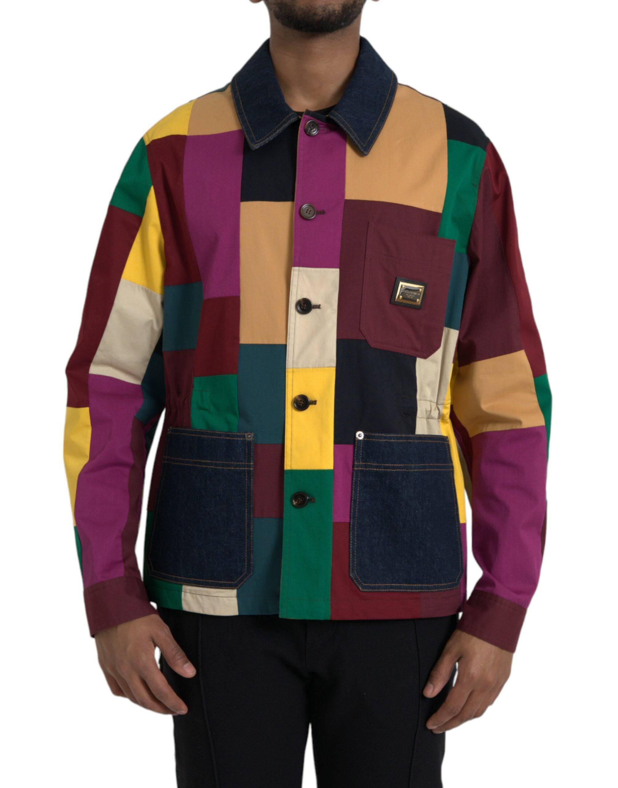 Dolce & Gabbana Multicolor Patchwork Cotton Collared Jacket - ACCEXO