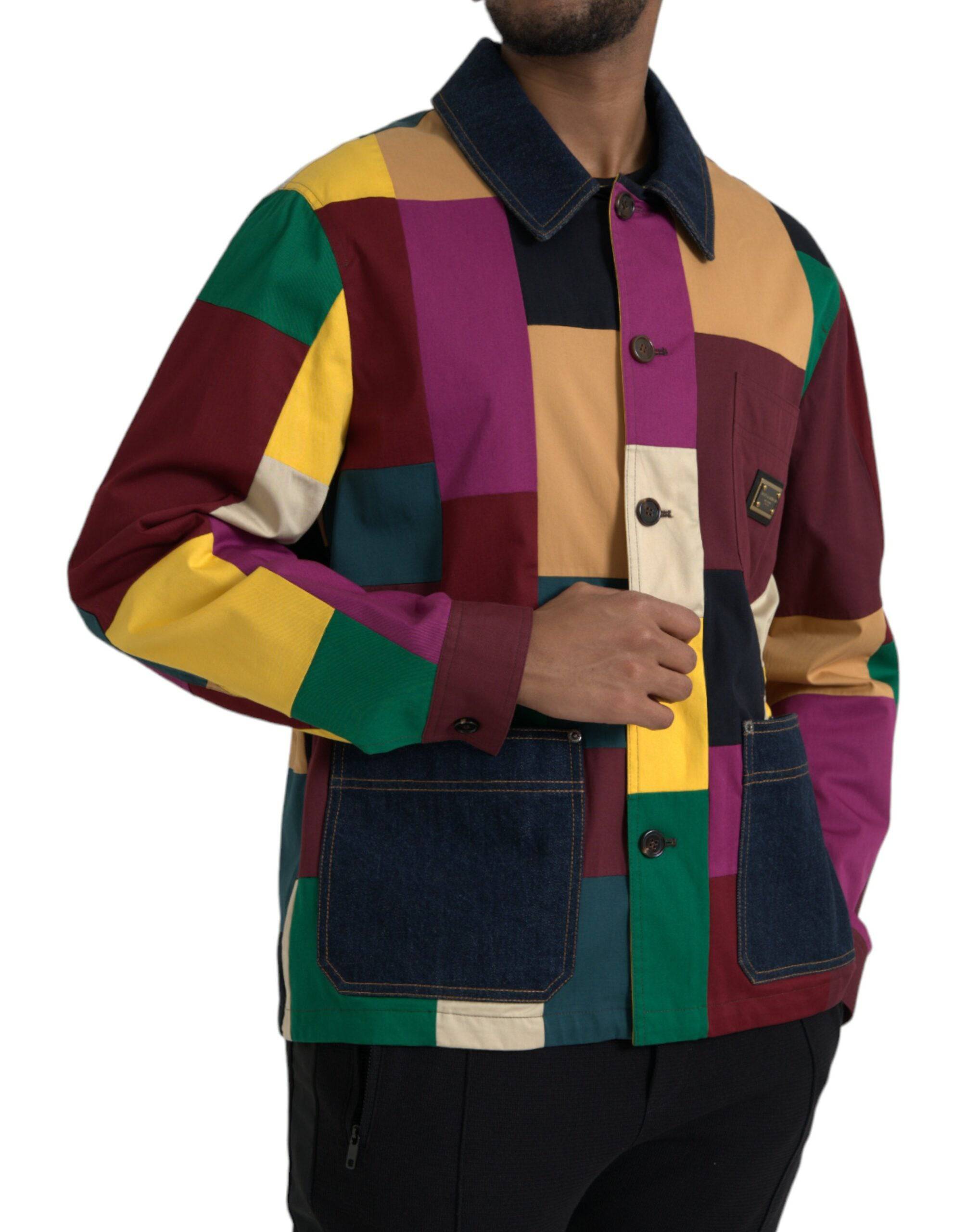 Dolce & Gabbana Multicolor Patchwork Cotton Collared Jacket - ACCEXO