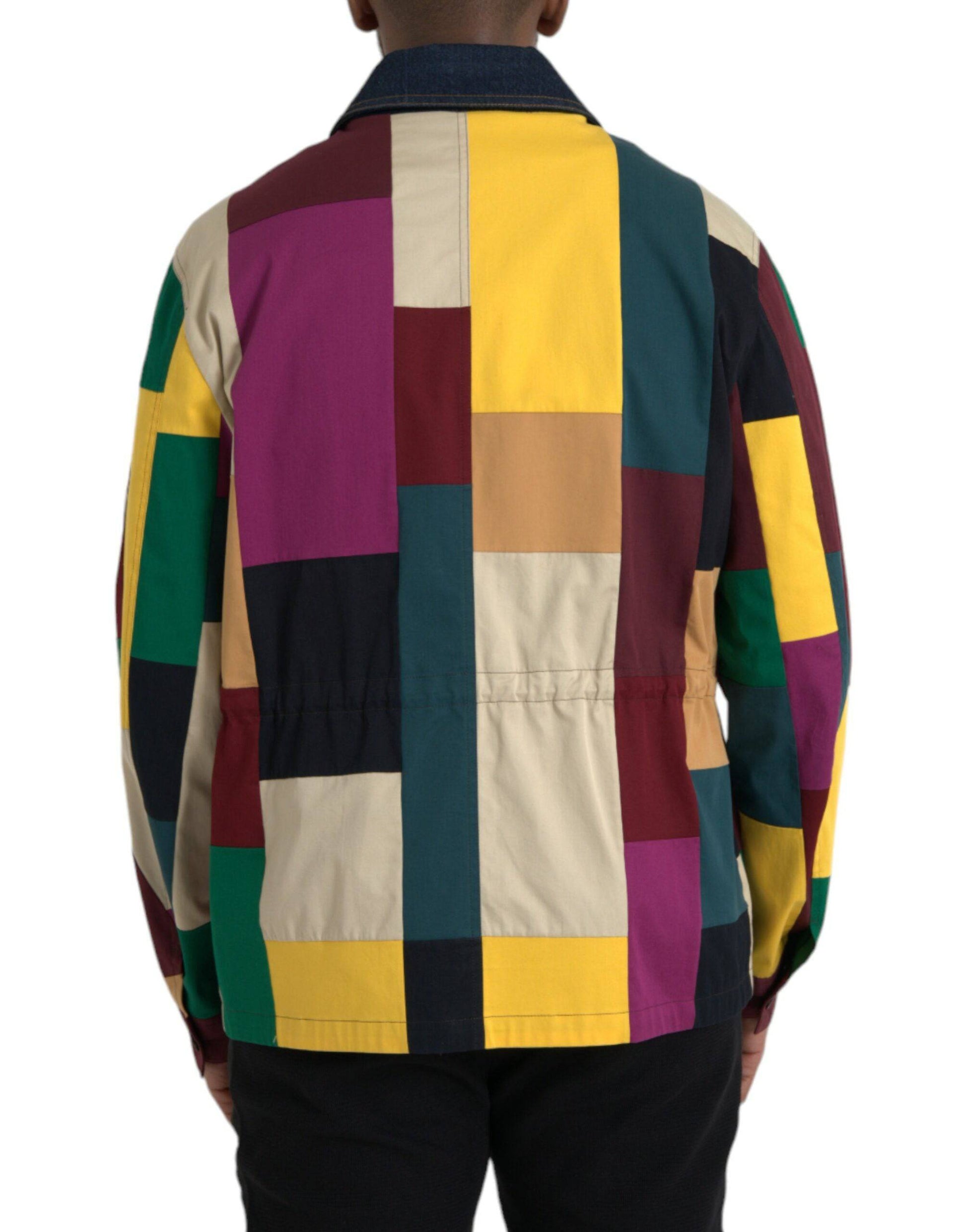 Dolce & Gabbana Multicolor Patchwork Cotton Collared Jacket - ACCEXO