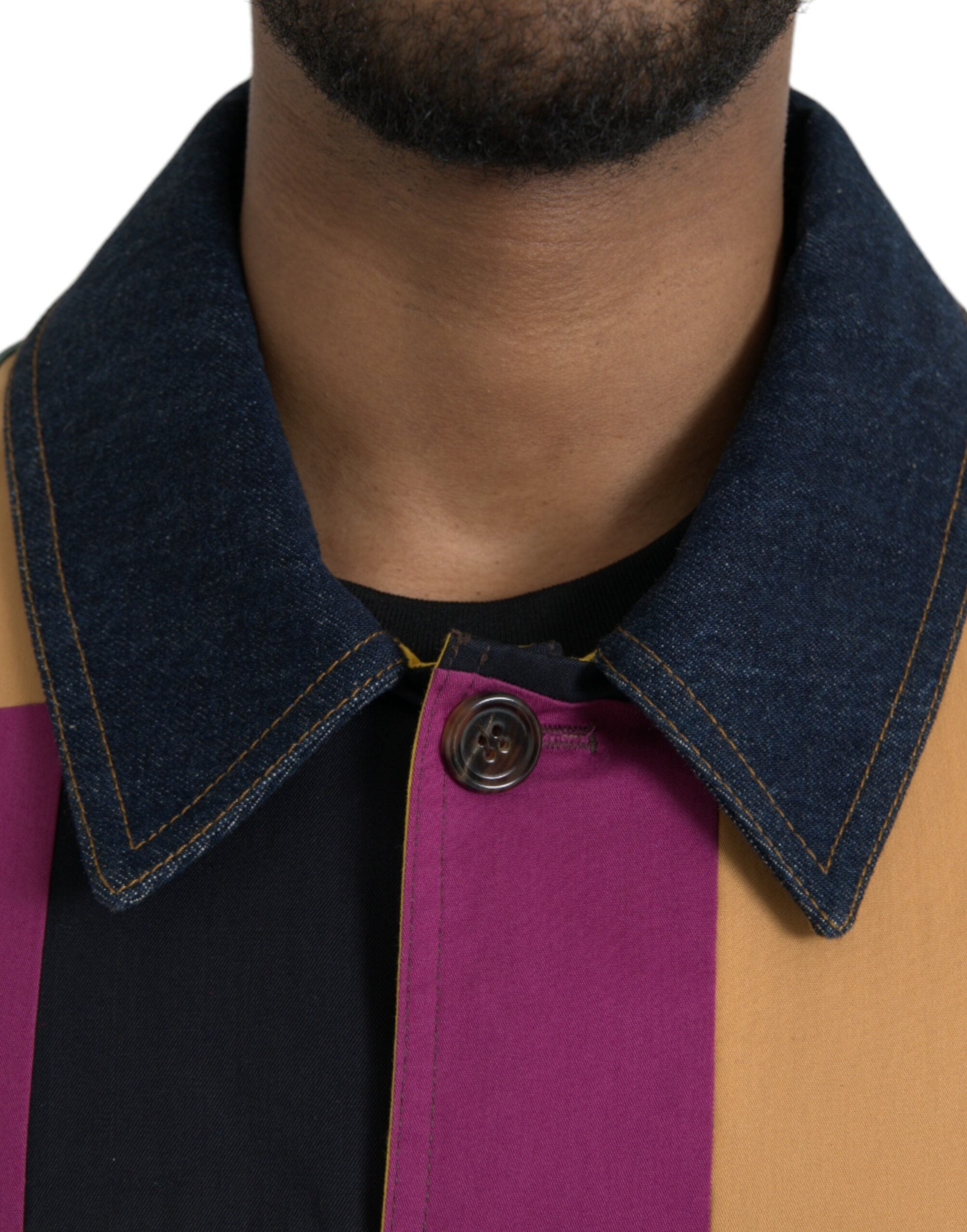 Dolce & Gabbana Multicolor Patchwork Cotton Collared Jacket - ACCEXO