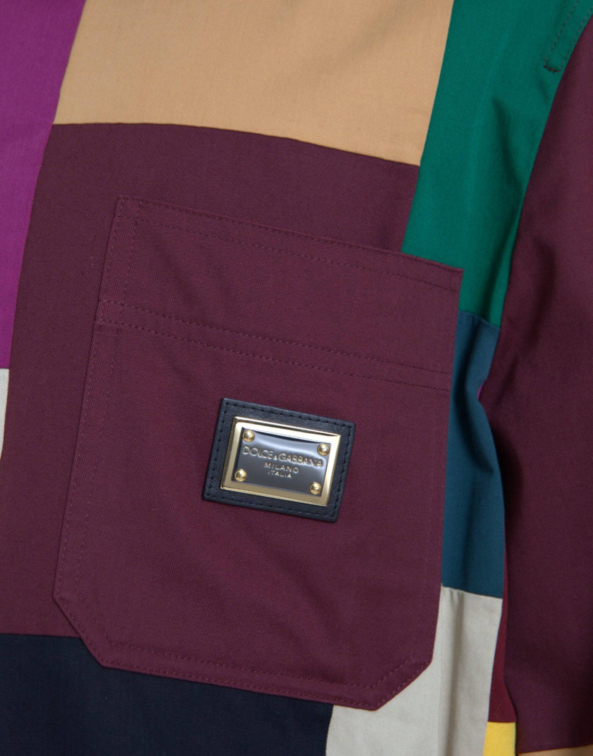 Dolce & Gabbana Multicolor Patchwork Cotton Collared Jacket - ACCEXO