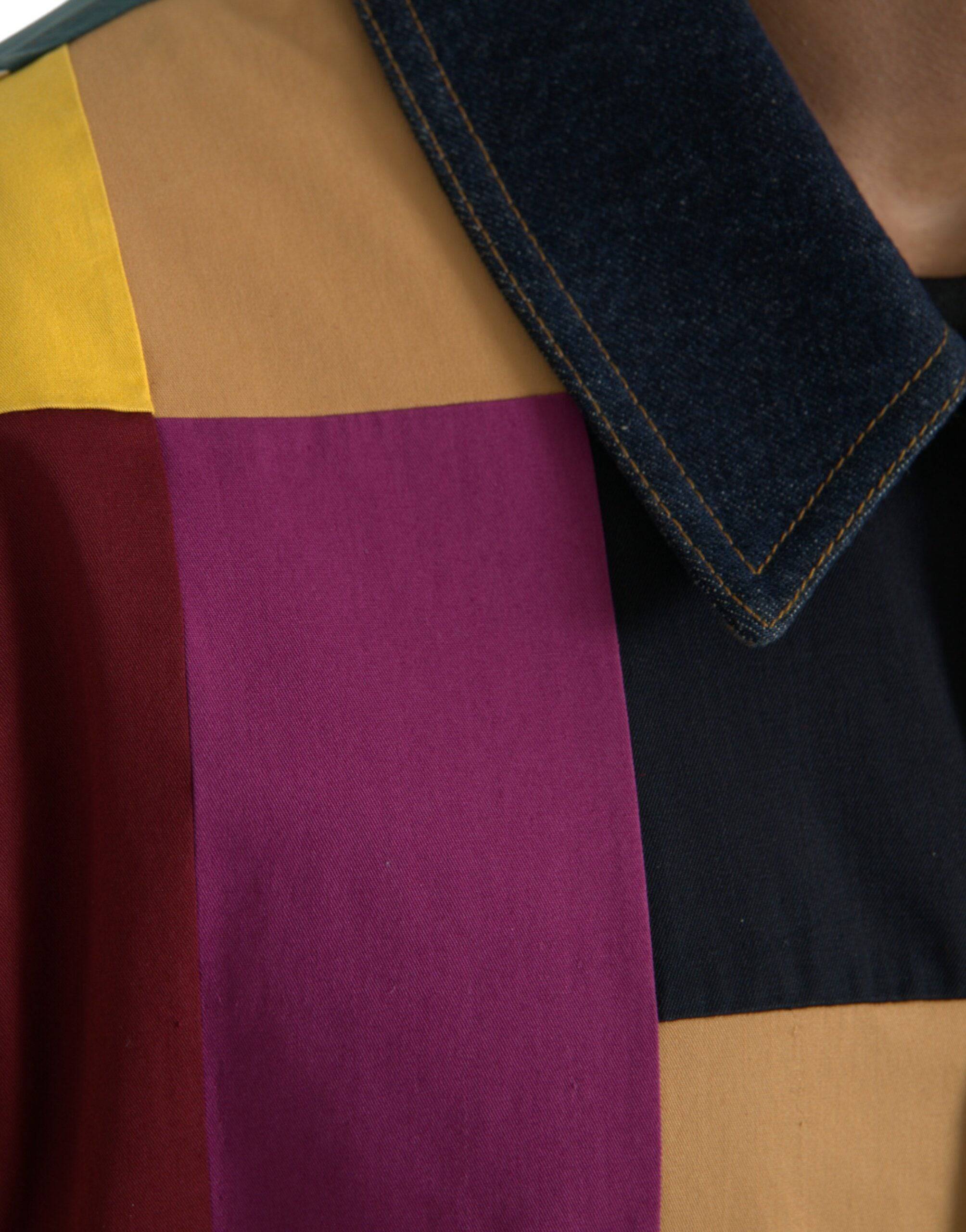 Dolce & Gabbana Multicolor Patchwork Cotton Collared Jacket - ACCEXO