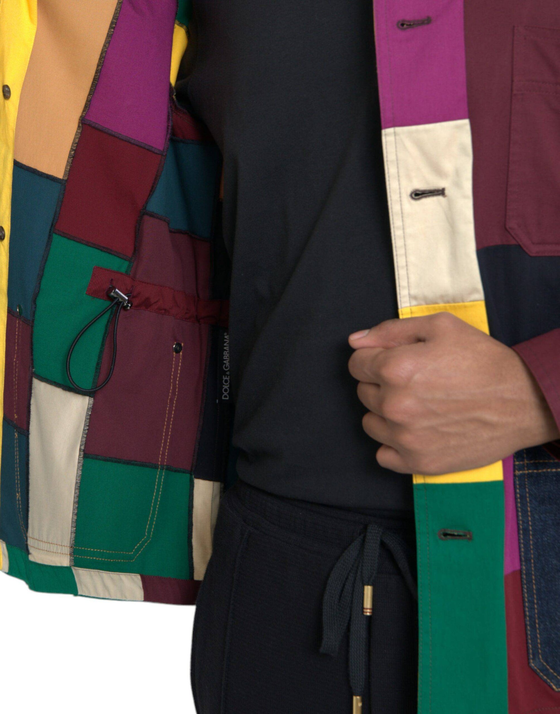 Dolce & Gabbana Multicolor Patchwork Cotton Collared Jacket - ACCEXO