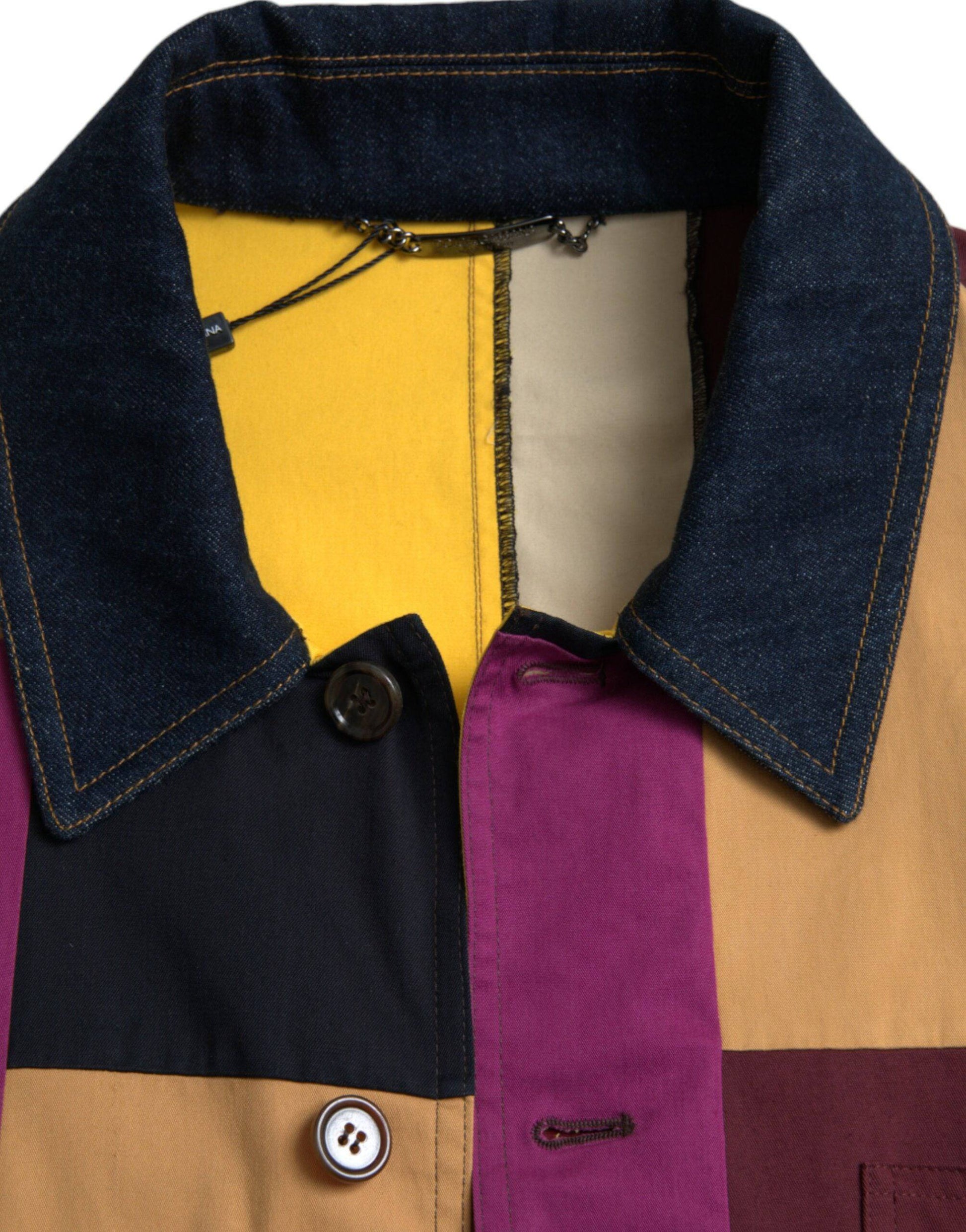Dolce & Gabbana Multicolor Patchwork Cotton Collared Jacket - ACCEXO
