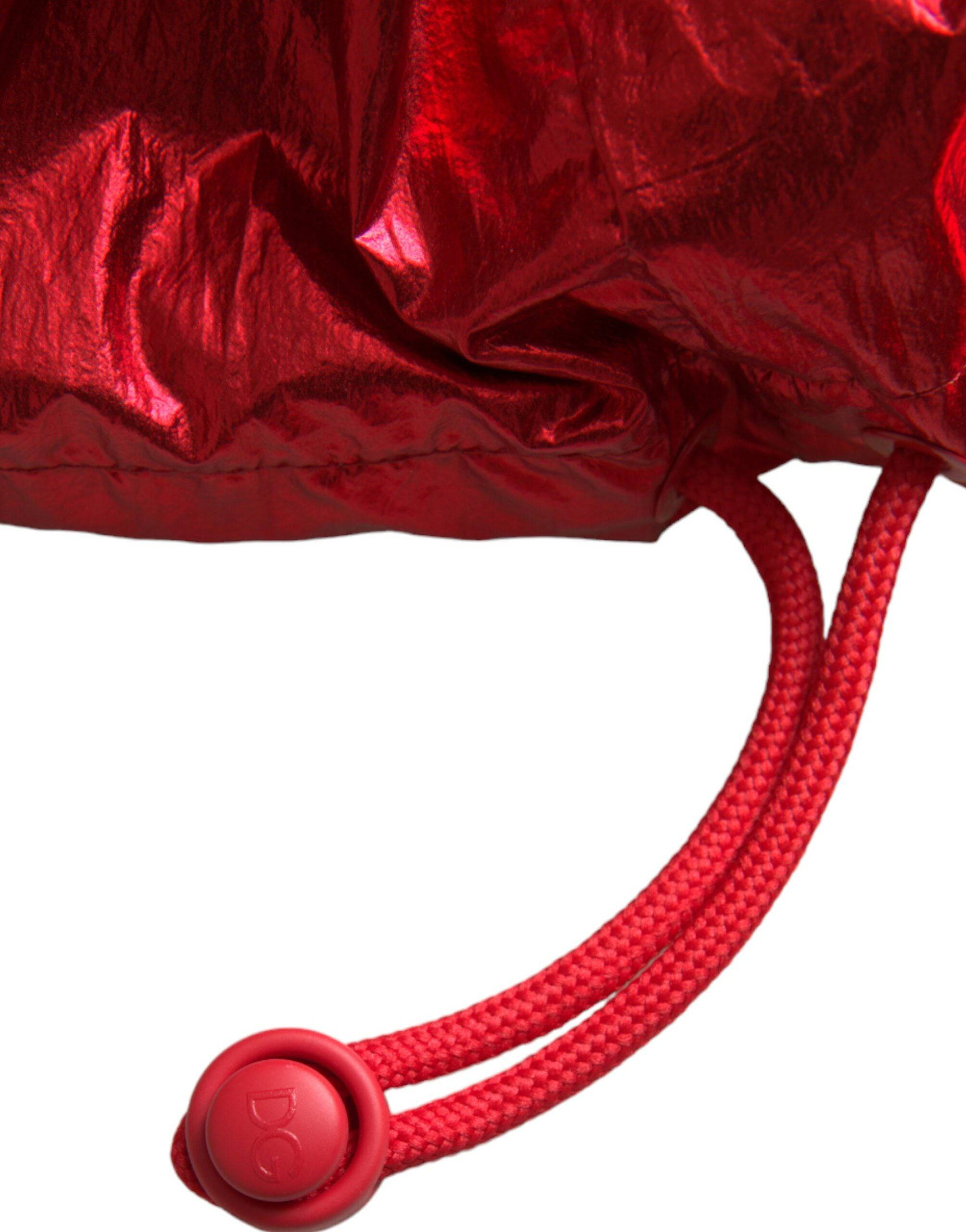Dolce & Gabbana Red Nylon Hooded Pullover Sweatshirt Jacket - ACCEXO