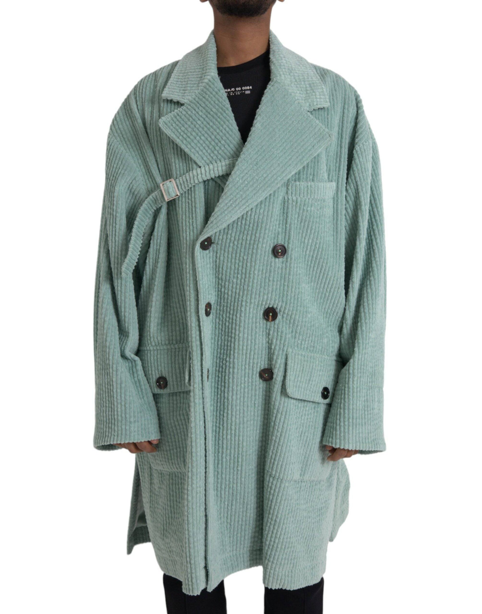 Dolce & Gabbana Blue Double Breasted Corduroy Cotton Jacket - ACCEXO