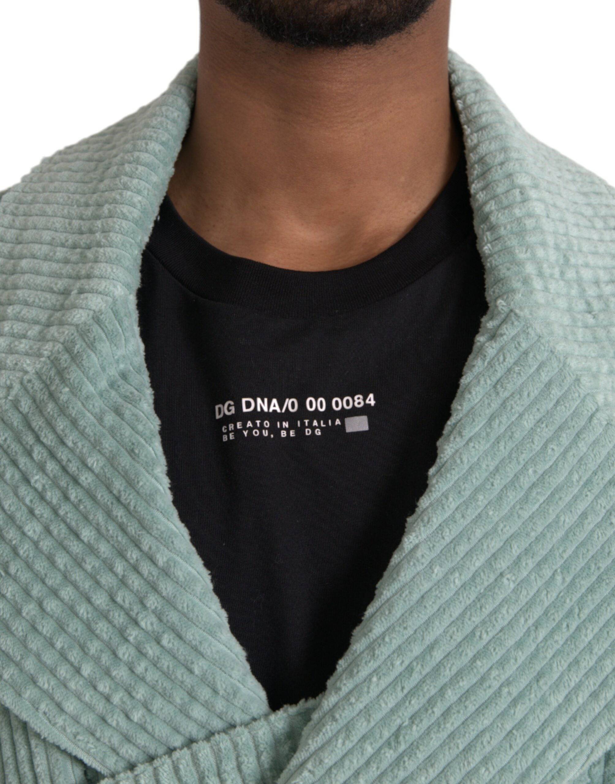 Dolce & Gabbana Blue Double Breasted Corduroy Cotton Jacket - ACCEXO