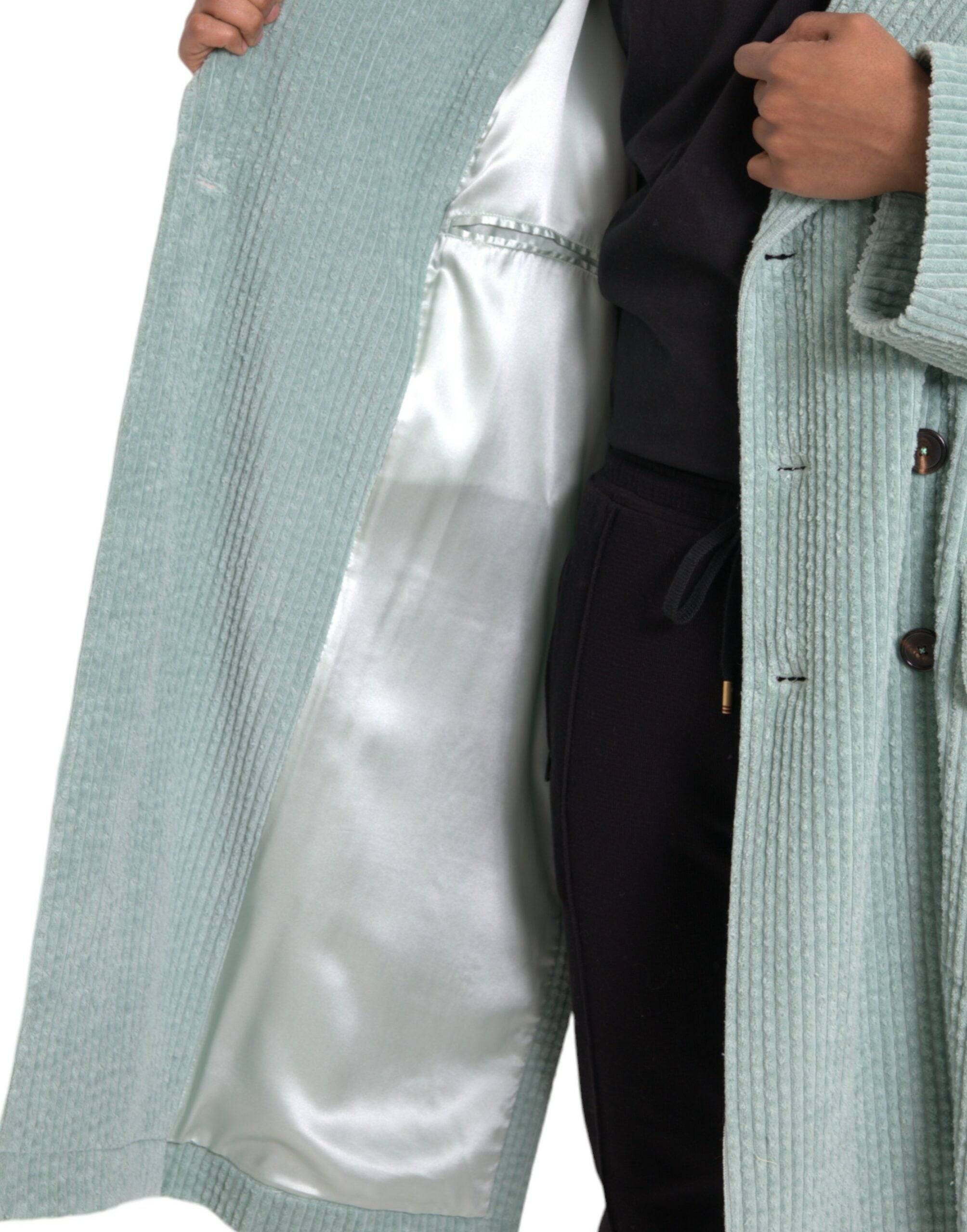 Dolce & Gabbana Blue Double Breasted Corduroy Cotton Jacket - ACCEXO