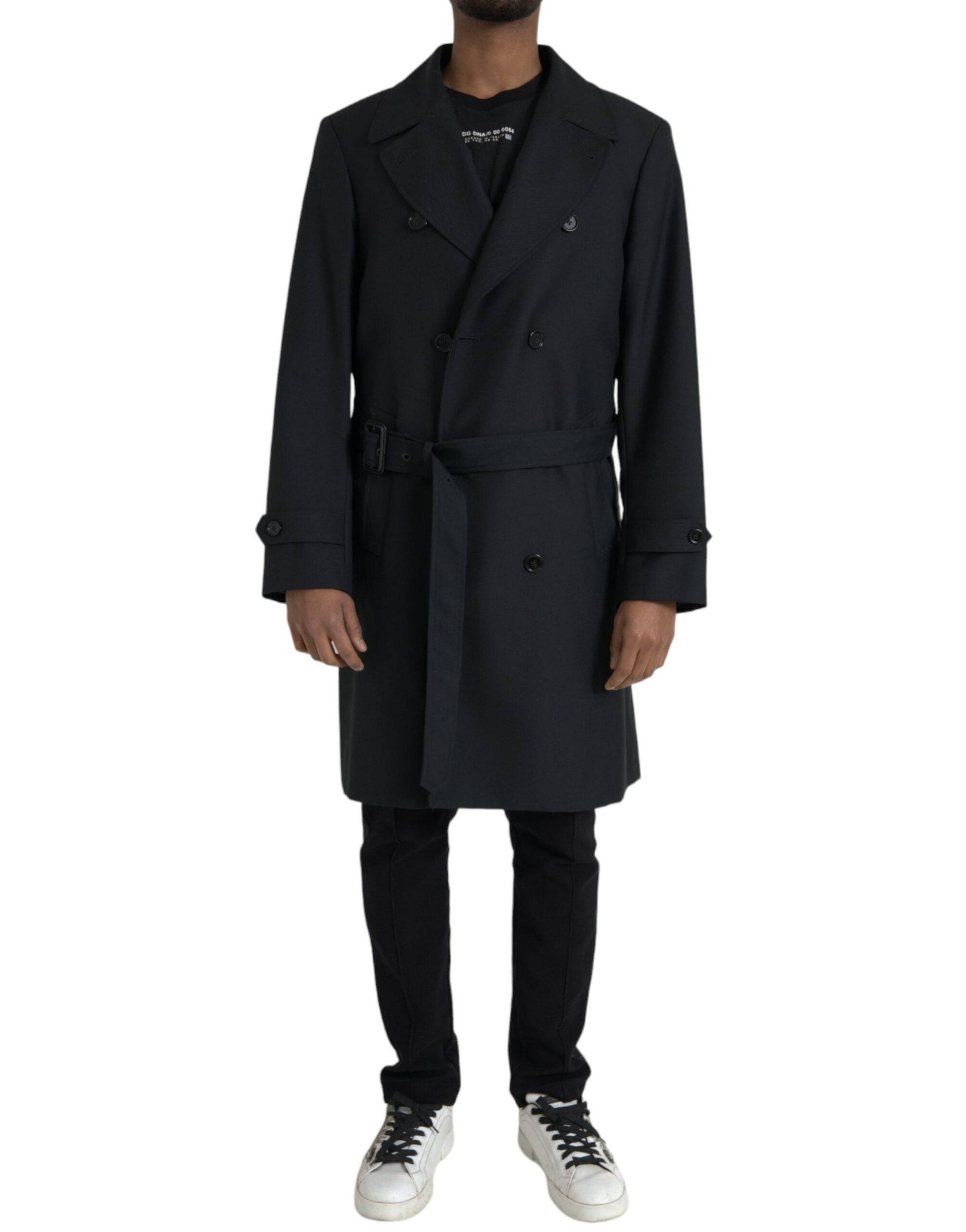 Dolce & Gabbana Black Double Breasted Trench Coat Jacket - ACCEXO