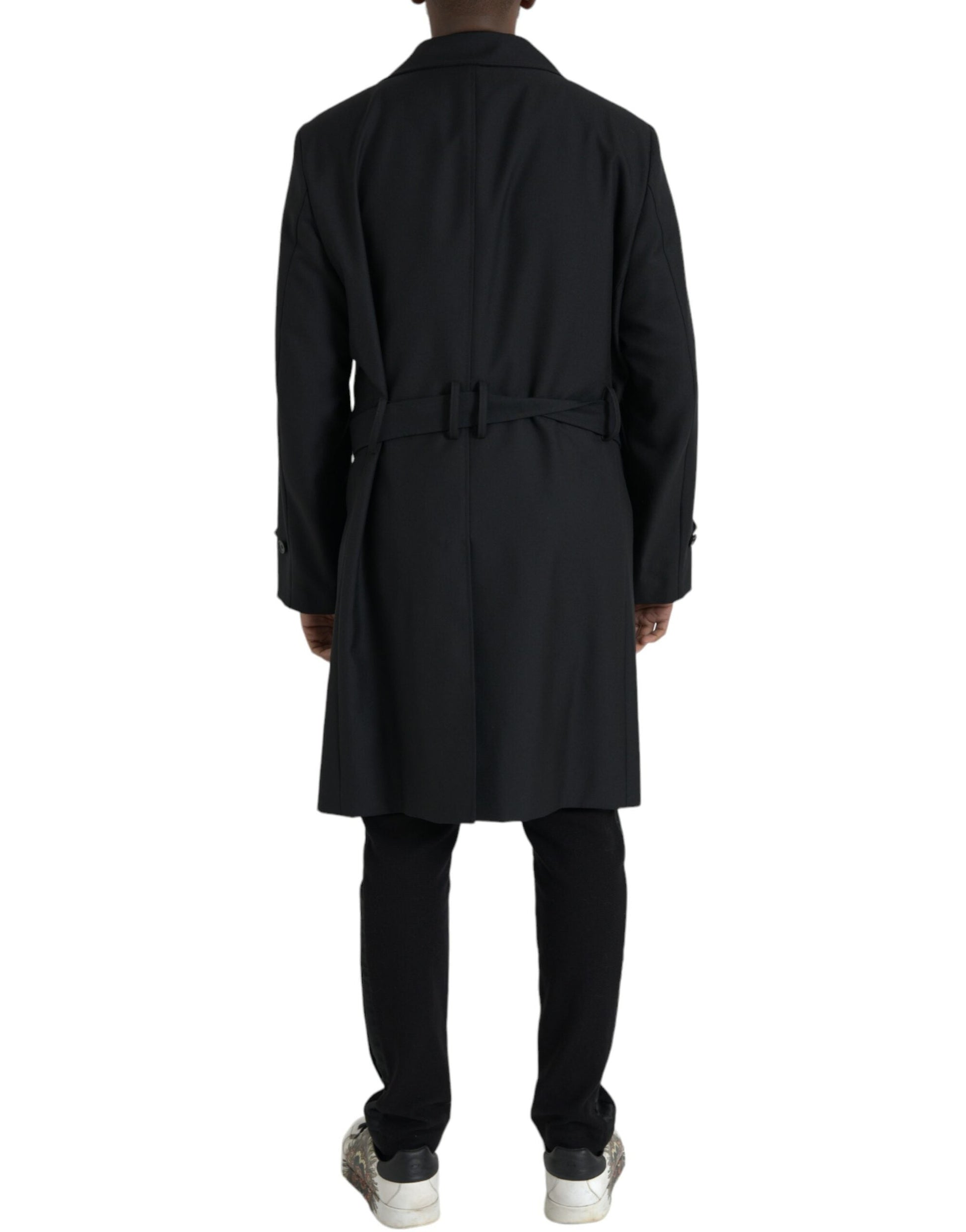 Dolce & Gabbana Black Double Breasted Trench Coat Jacket - ACCEXO