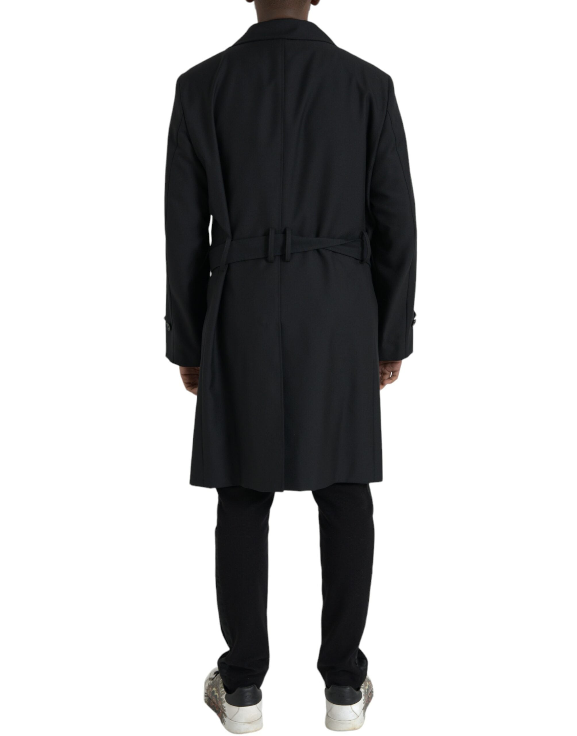 Dolce & Gabbana Black Double Breasted Trench Coat Jacket - ACCEXO
