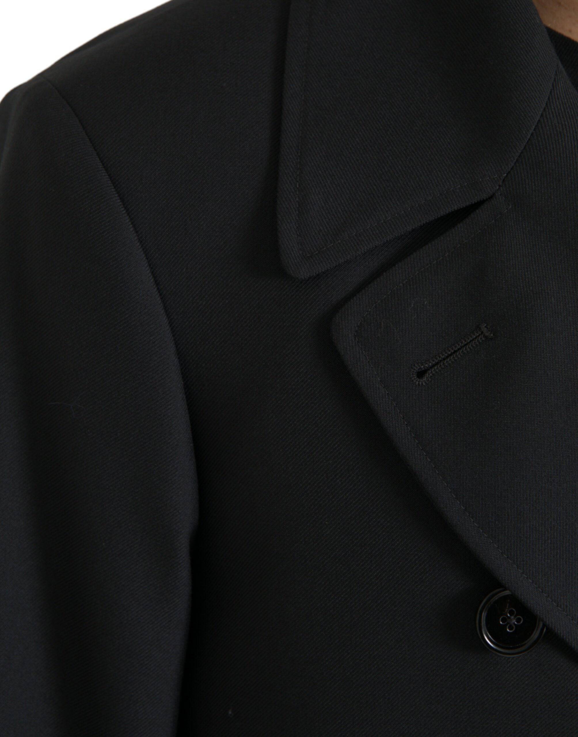 Dolce & Gabbana Black Double Breasted Trench Coat Jacket - ACCEXO