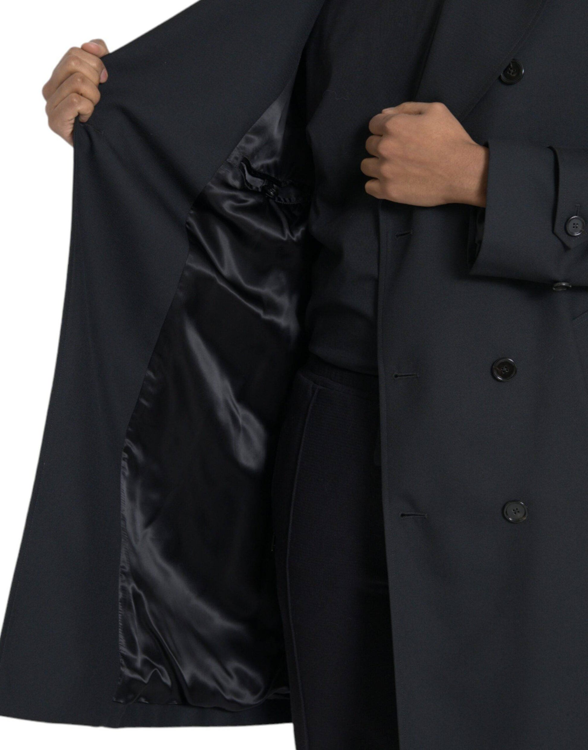 Dolce & Gabbana Black Double Breasted Trench Coat Jacket - ACCEXO