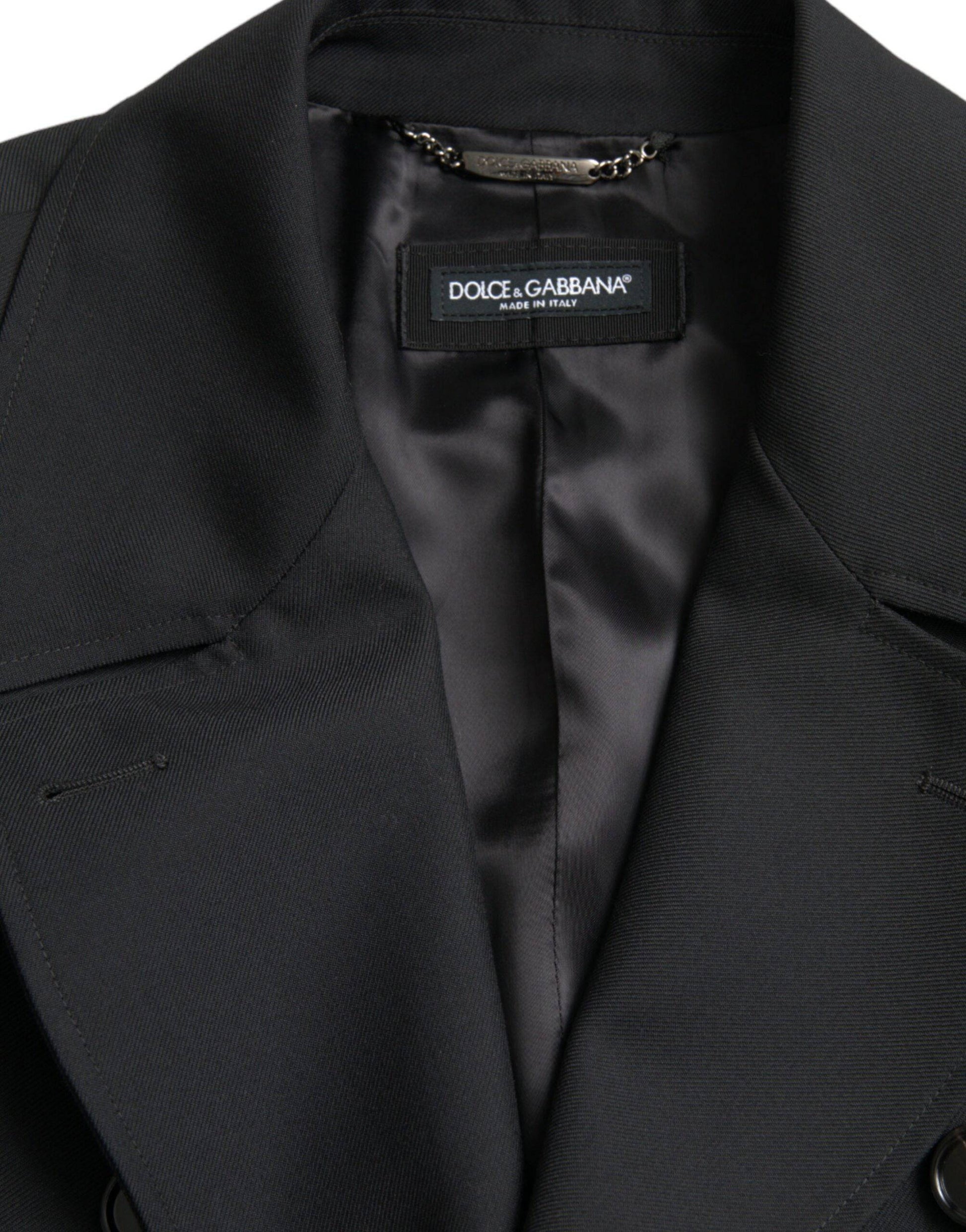 Dolce & Gabbana Black Double Breasted Trench Coat Jacket - ACCEXO