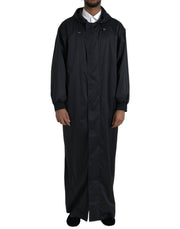 Dolce & Gabbana Black Polyester Hooded Long Windbreaker Jacket - ACCEXO
