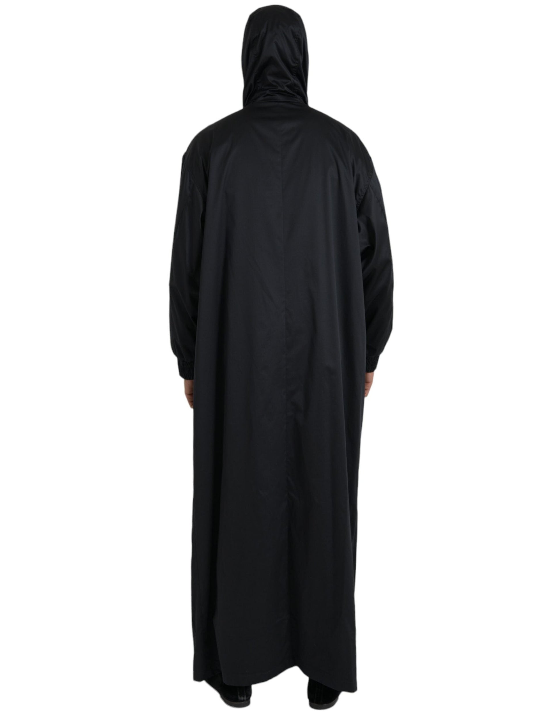 Dolce & Gabbana Black Polyester Hooded Long Windbreaker Jacket - ACCEXO