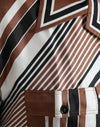 Dolce & Gabbana Brown White Silk Striped Short Sleeve Shirt