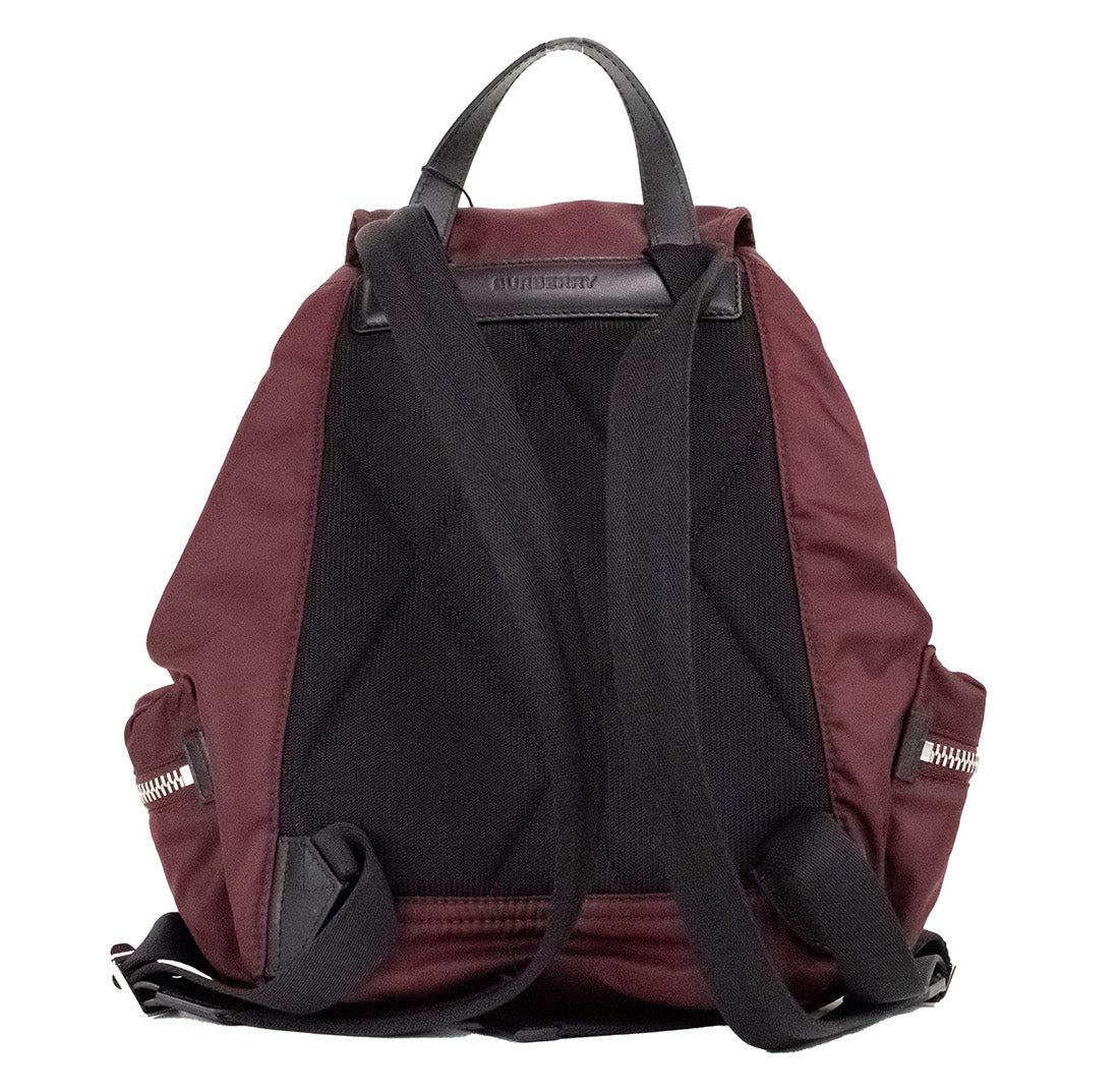 Burberry Medium Burgundy Econyl Nylon Rucksack Drawstring Backpack Bookbag - ACCEXO