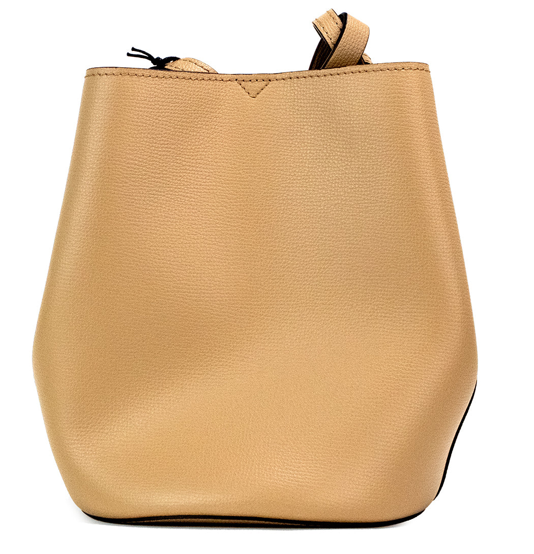 Burberry Lorne Small Camel Haymarket Check Pebble Leather Bucket Handbag Purse - ACCEXO