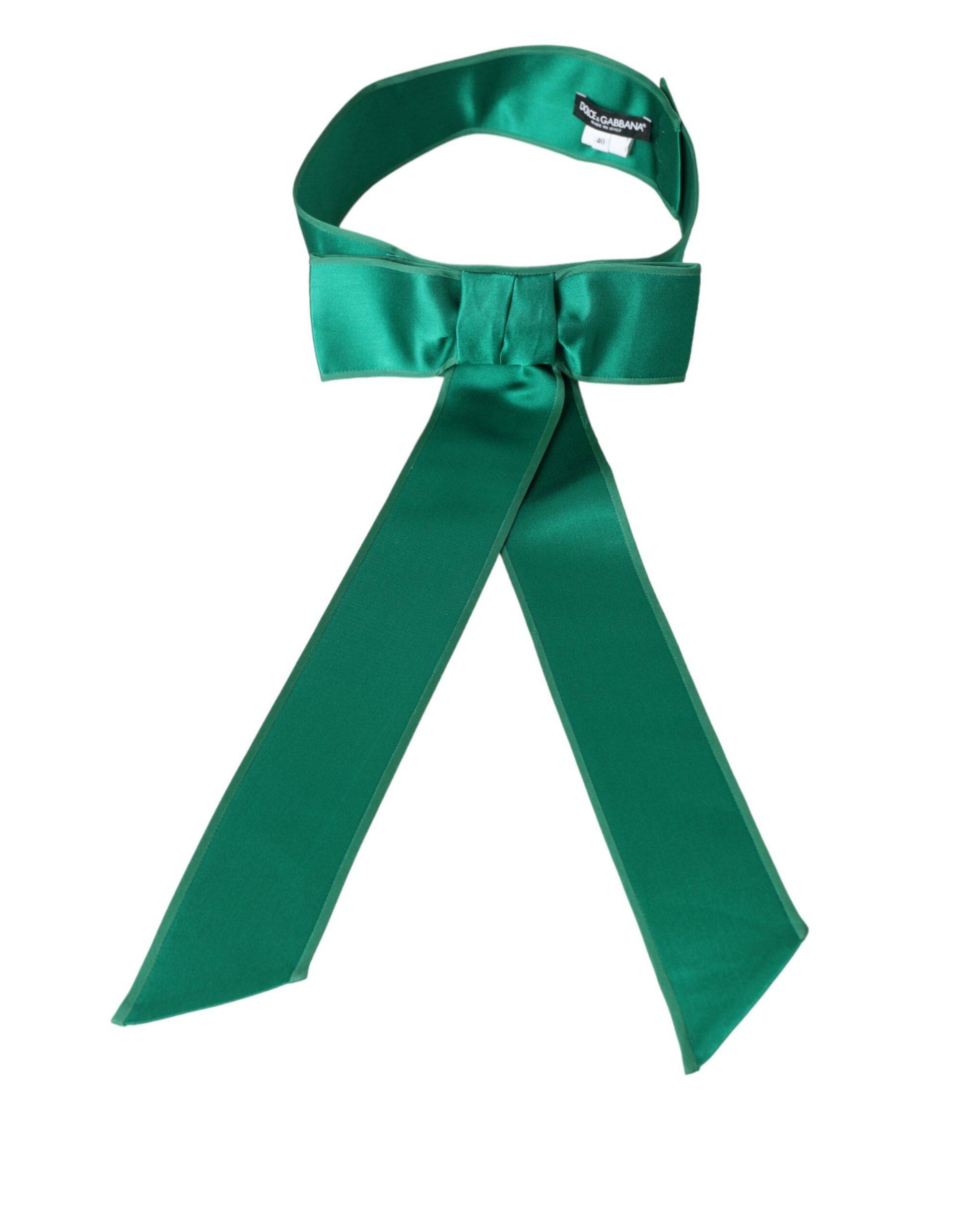Dolce & Gabbana Green Silk Satin Waist Women Belt - ACCEXO