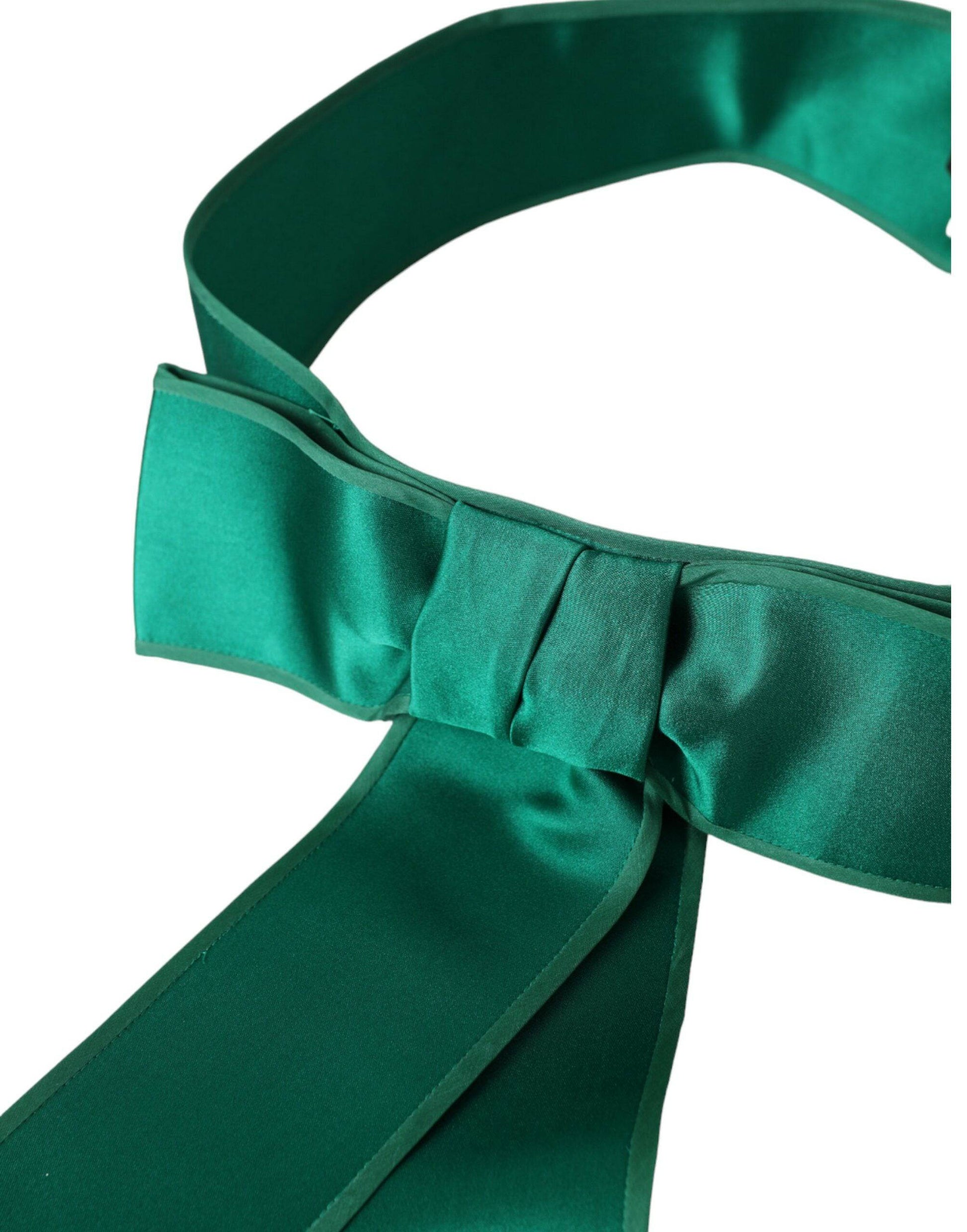Dolce & Gabbana Green Silk Satin Waist Women Belt - ACCEXO