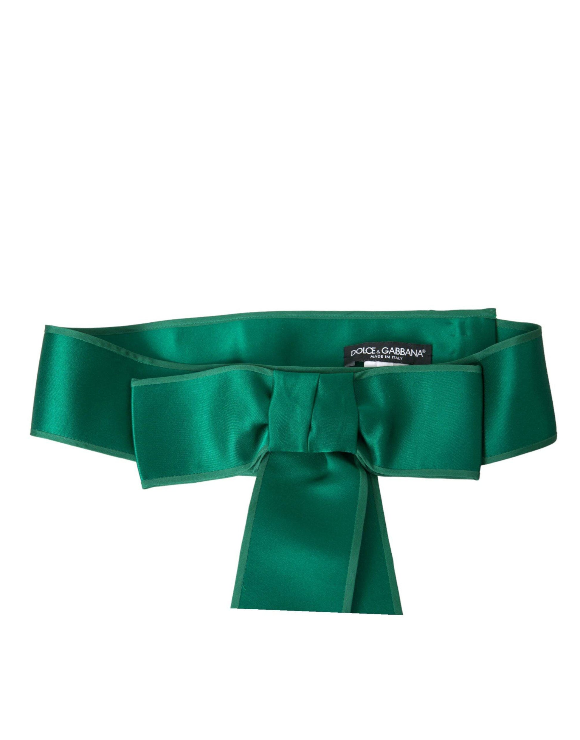 Dolce & Gabbana Green Silk Satin Waist Women Belt - ACCEXO