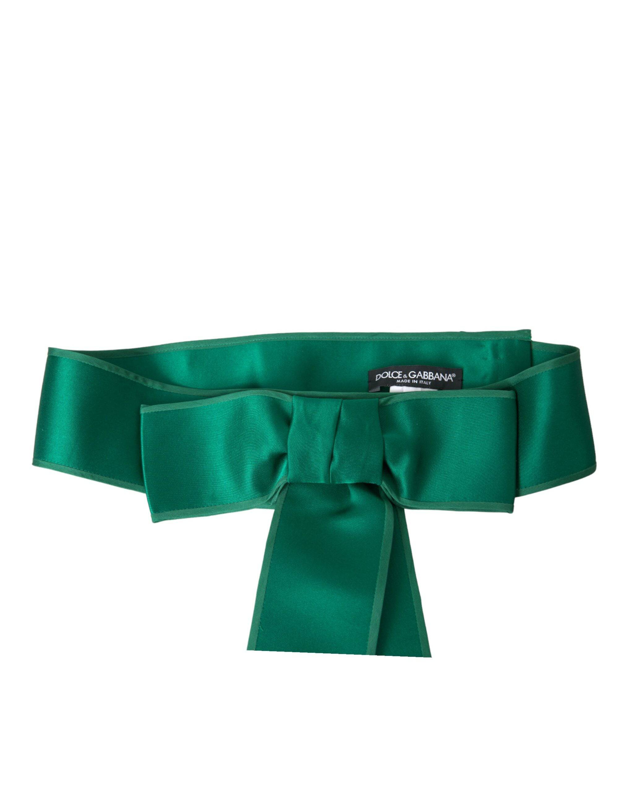 Dolce & Gabbana Green Silk Satin Waist Women Belt - ACCEXO
