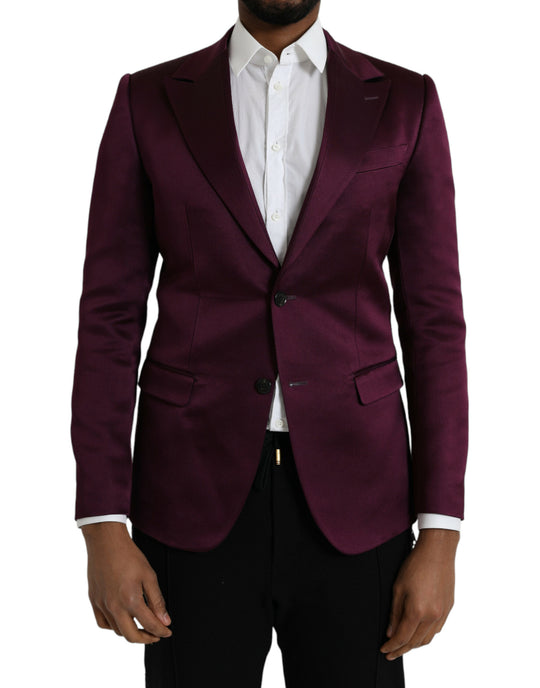 Dolce & Gabbana Maroon Silk Single Breasted Coat Blazer