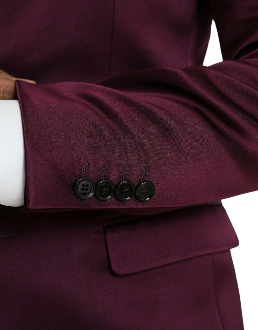 Dolce & Gabbana Maroon Silk Single Breasted Coat Blazer