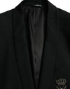 Dolce & Gabbana Black Crown Bee MARTINI Single Breasted Coat Blazer