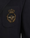 Dolce & Gabbana Dark Blue Crown Bee Double Breasted Blazer