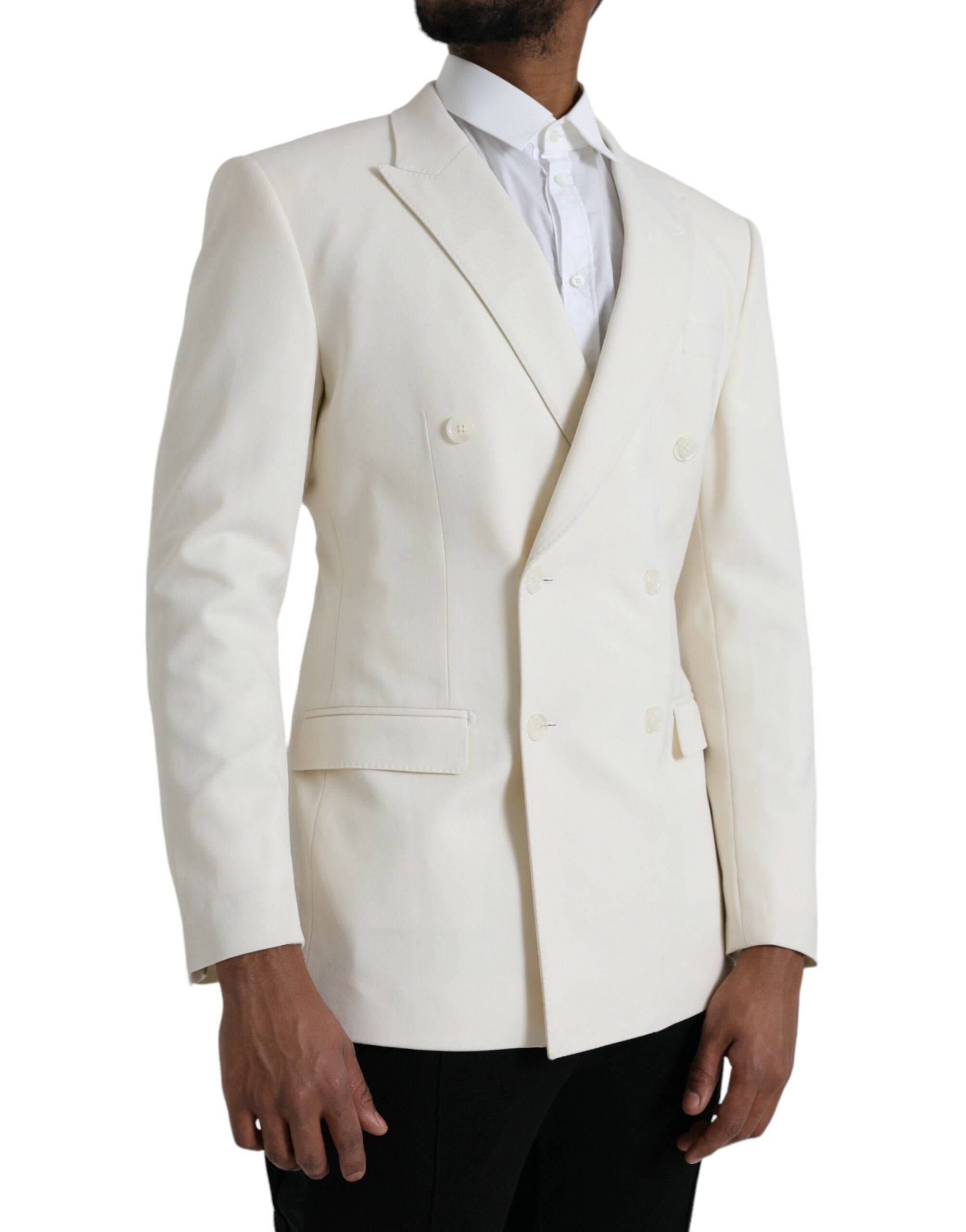 Dolce & Gabbana White Wool MARTINI Double Breasted Blazer - ACCEXO