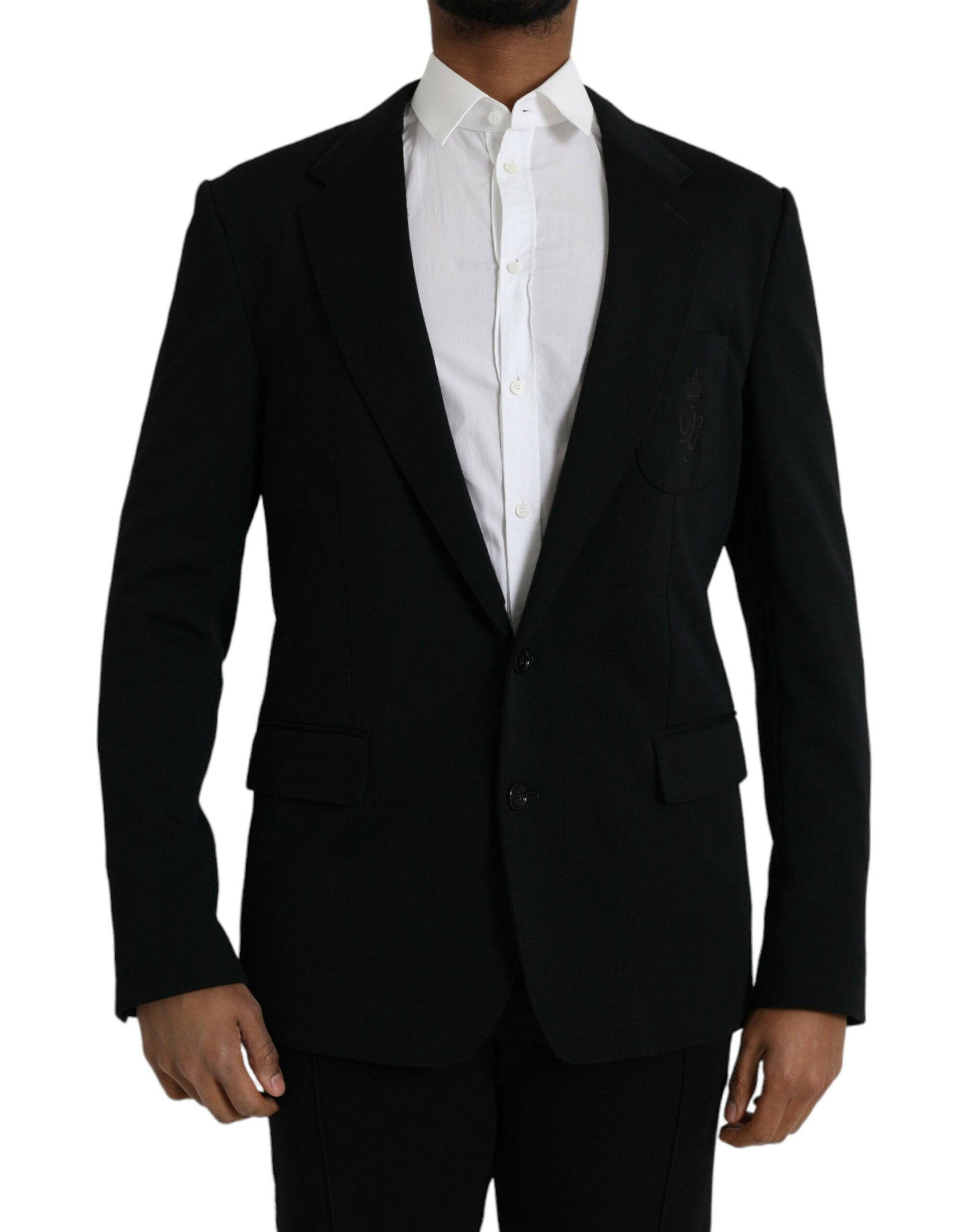 Dolce & Gabbana Black Wool Single Breasted Coat Blazer - ACCEXO