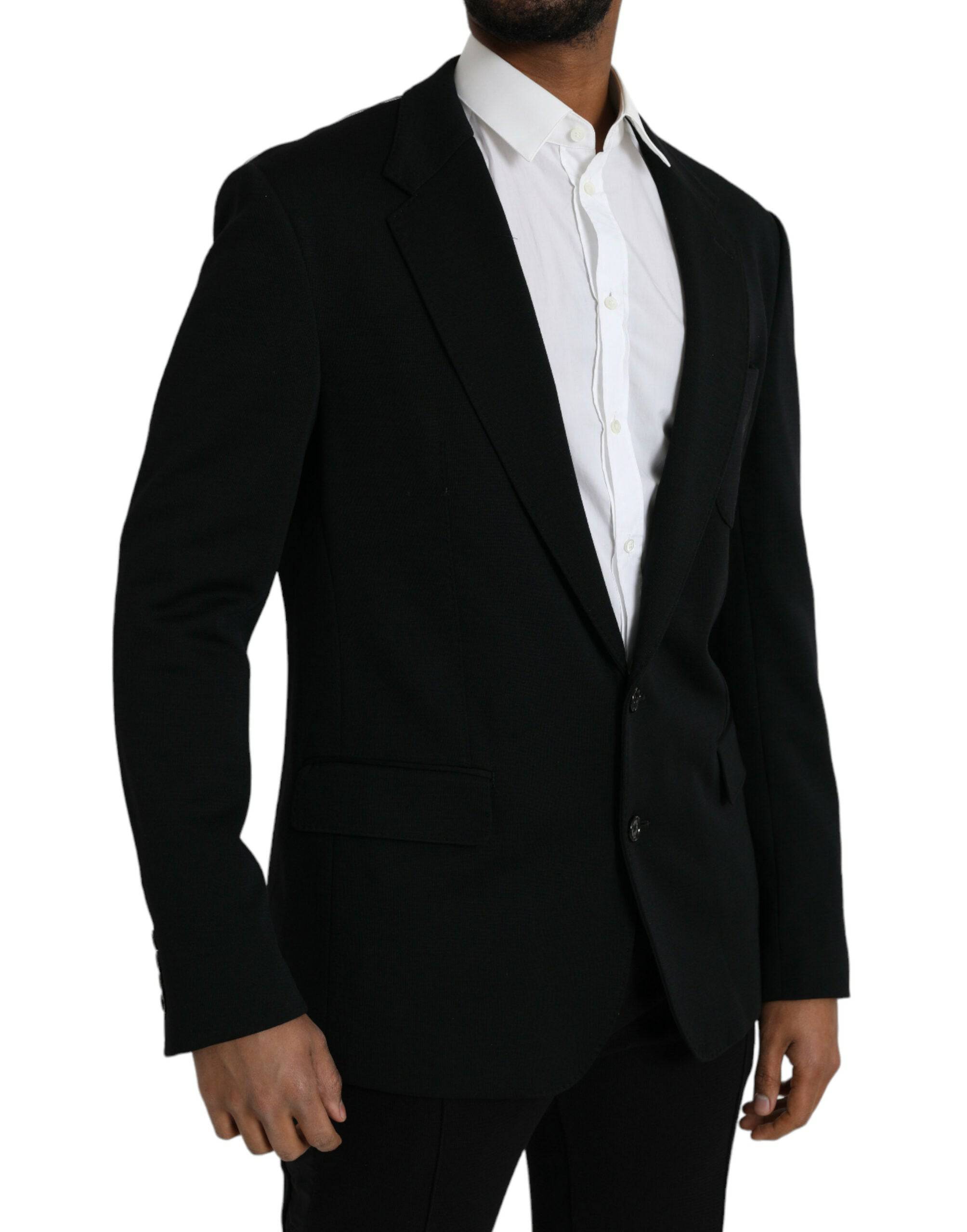Dolce & Gabbana Black Wool Single Breasted Coat Blazer - ACCEXO
