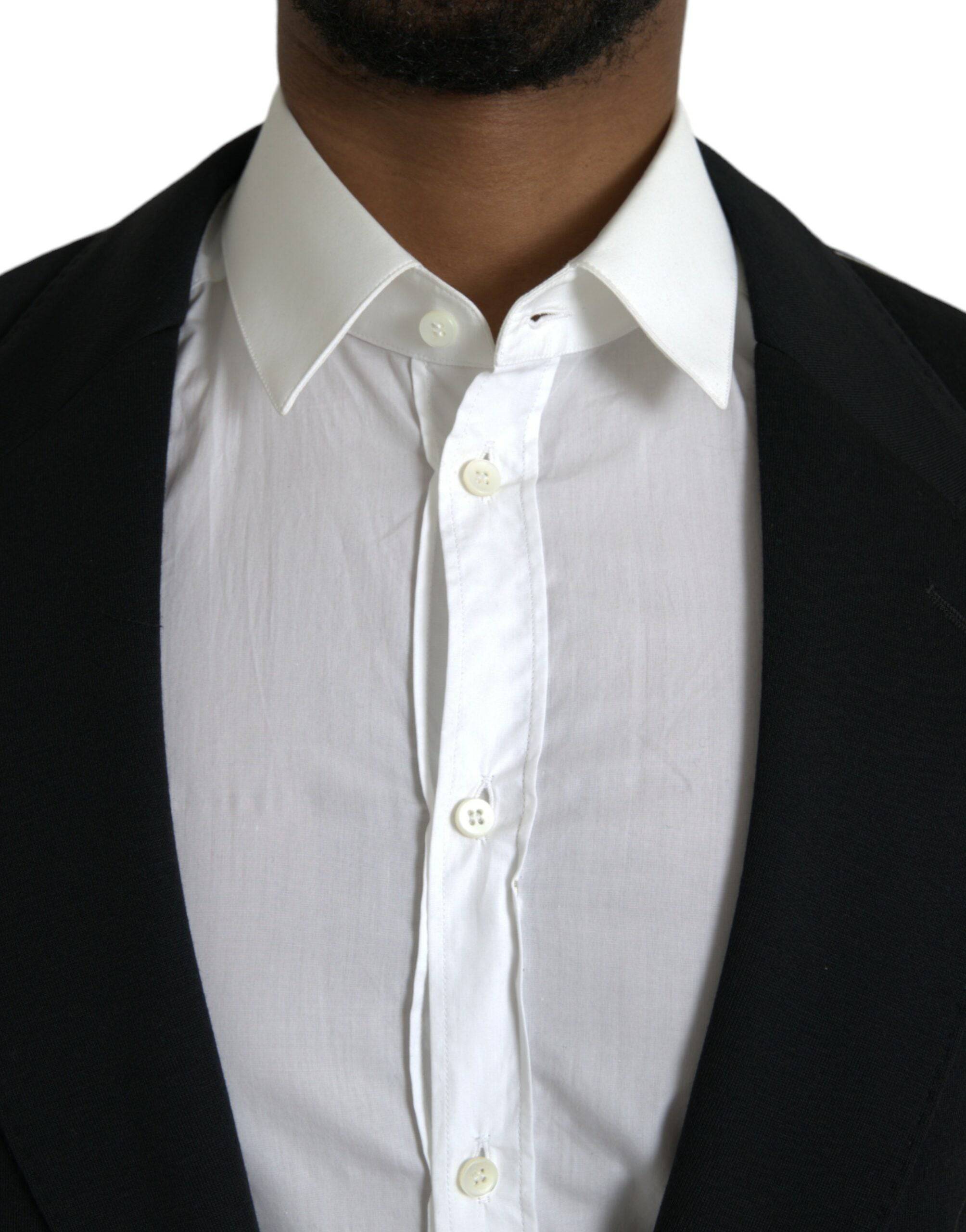 Dolce & Gabbana Black Wool Single Breasted Coat Blazer - ACCEXO