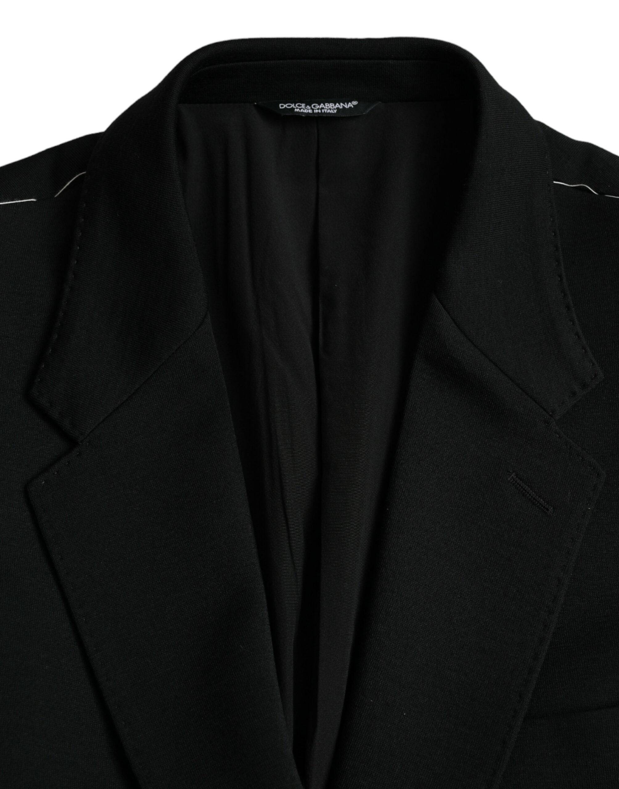 Dolce & Gabbana Black Wool Single Breasted Coat Blazer - ACCEXO