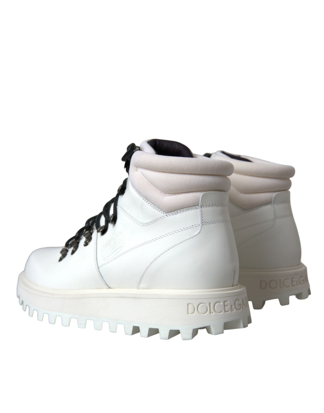 Dolce & Gabbana White Vulcano Trekking Men Ankle Boots Shoes