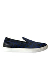 Dolce & Gabbana Blue Calfskin Hair Leopard Sneakers Shoes