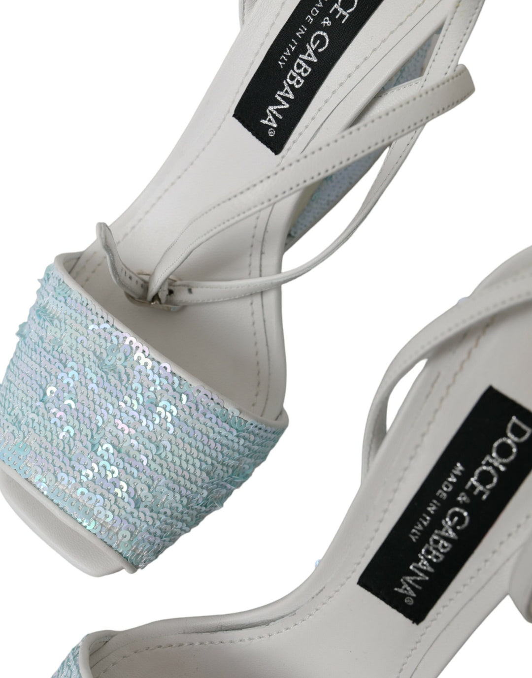 Dolce & Gabbana Light Blue Sequin Ankle Strap Sandals Shoes