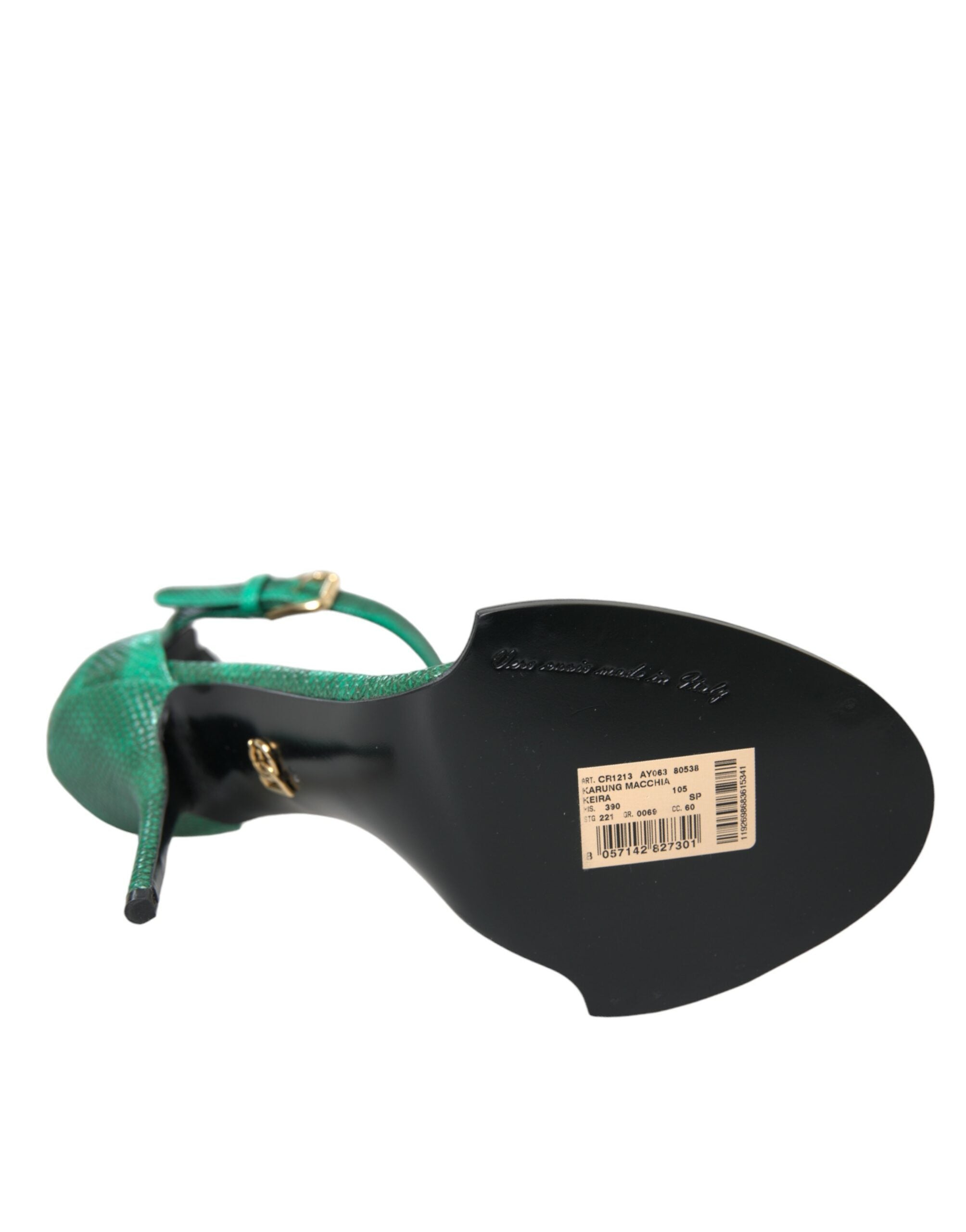 Dolce & Gabbana Green Exotic Leather Crystal Sandals Shoes - ACCEXO